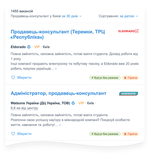 Перші місця в результатах пошуку Перші місця в результатах пошуку